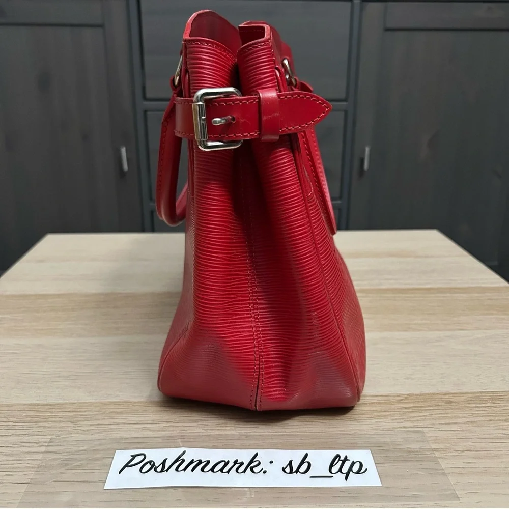 Authentic Louis Vuitton Red Epi Passy PM Satchel Bag - Picture 7 of 9